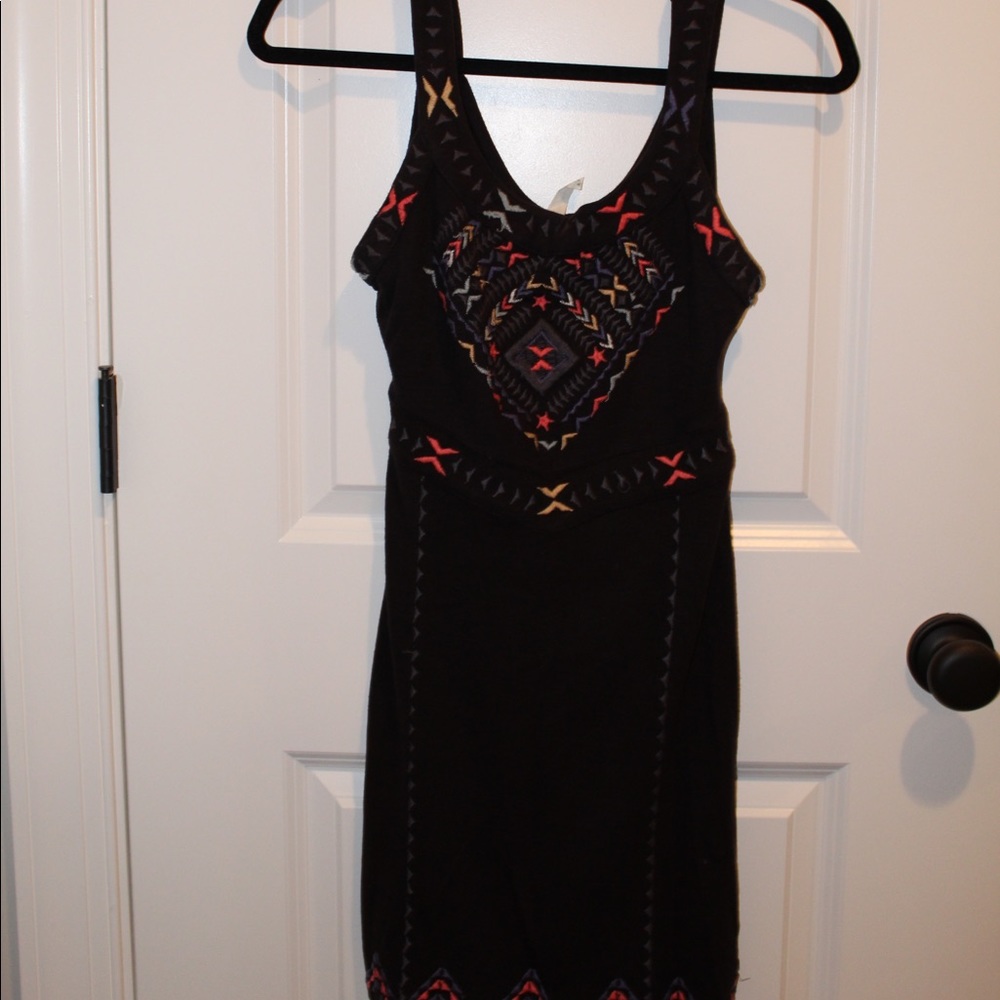 Free people embroidered body con mini dress